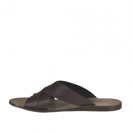 Men's slipper in dark brown leather - Available sizes:  47, 48, 51 2