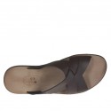 Men's slipper in dark brown leather - Available sizes:  47, 48, 51