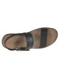Sandale pour hommes en cuir marron foncé et cuir imprimé vert  - Pointures disponibles:  47, 48, 49, 52