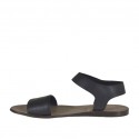 Sandalia para hombres con velcro en piel negra - Tallas disponibles:  47, 48