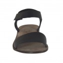 Sandale pour hommes avec fermeture velcro en cuir noir - Pointures disponibles:  47, 48