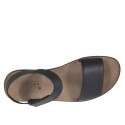 Sandalia para hombres con velcro en piel negra - Tallas disponibles:  47, 48