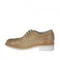 Scarpa casual stringata da uomo modello derby con lavorazione brogue in pelle taupe - Misure disponibili: 47, 48