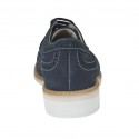 Scarpa casual stringata da uomo modello derby con lavorazione brogue in nabuk blu - Misure disponibili: 37, 47