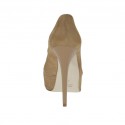 Scarpa aperta da donna con plateau in camoscio beige tacco 13 - Misure disponibili: 42