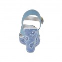 Sandalo da donna in pelle azzurra e tessuto jeans con cinturino e plateau con zeppa 9 - Misure disponibili: 42