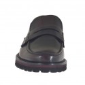 Mocasin para hombre en piel cepillada granate - Tallas disponibles:  46, 47