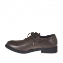 Zapato oxford con cordones para hombre en piel marron - Tallas disponibles:  38, 48