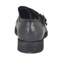 Men's elegant shoe with captoe and two buckles in black leather - Available sizes:  38