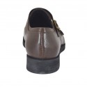 Elégant chaussure pour hommes avec bout droit et deux boucles en cuir marron - Pointures disponibles:  48, 50