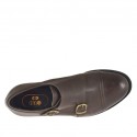 Elégant chaussure pour hommes avec bout droit et deux boucles en cuir marron - Pointures disponibles:  48, 50