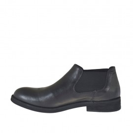 Man's highfronted shoe with rubber bands in black leather  - Available sizes:  38 2