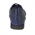 Men's laced sports shoe in blue-black leather - Available sizes:  47