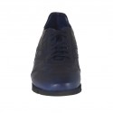 Men's laced sports shoe in blue-black leather - Available sizes:  47