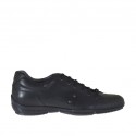 Men's laced sports shoe with studs in black leather - Available sizes:  47