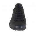 Chaussure sportif à lacets en cuir noir pour hommes avec goujons - Pointures disponibles:  47