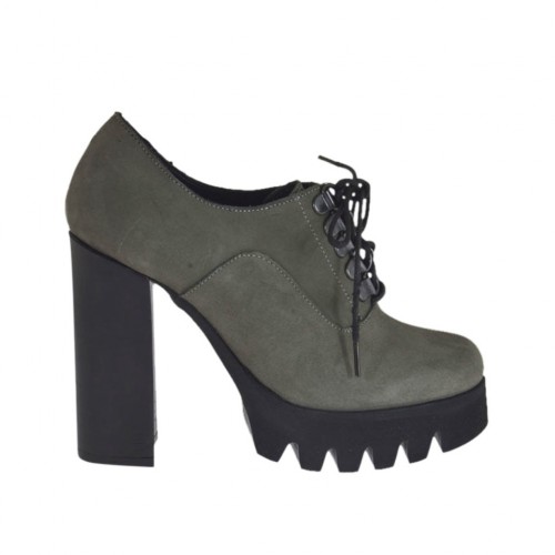 Scarpa stringata da donna in nabuk grigio tacco 10 - Misure disponibili: 42