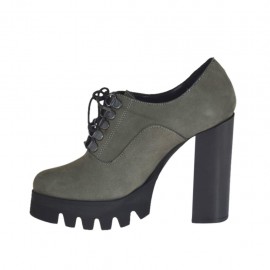 Chaussure à lacets pour femmes en cuir nubuck gris talon 10 - Pointures disponibles:  42 2
