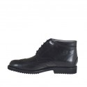 Cheville-haut chaussure pour hommes avec lacets et bout Brogue en cuir noir - Pointures disponibles:  38, 46