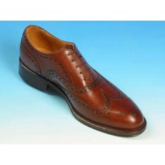 Zapato oxford con cordones y decoraciones Brogue en piel marron caoba - Tallas disponibles:  52, 54 2