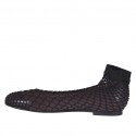 Ballerine à bout rondu pour femmes en cuir bordeaux avec tissu resillé talon 1 - Pointures disponibles:  32, 33