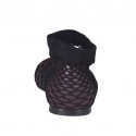 Ballerine à bout rondu pour femmes en cuir bordeaux avec tissu resillé talon 1 - Pointures disponibles:  32, 33