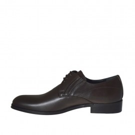 Chaussure derby elégant avec elastiques et lacets pour hommes en cuir doux marron - Pointures disponibles:  47, 50 2