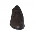 Scarpa derby elegante da uomo stringata con elastici in pelle liscia marrone - Misure disponibili: 47, 50