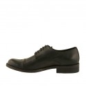 Scarpa derby stringata elegante con puntale da uomo in pelle nera con punta tonda - Misure disponibili: 36