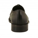 Men's elegant laced derby shoe with captoe in black leather with rounded tip - Available sizes:  36