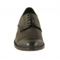 Zapato derby elegante con cordones y puntera para hombre en piel de color negro con punta redondeada - Tallas disponibles:  36