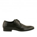 Scarpa derby elegante da uomo stringata con elastici a forma affusolata in pelle liscia nera - Misure disponibili: 36, 50