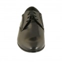 Men's elegant pointy laced derby shoe with elastic bands in smooth black leather - Available sizes:  36, 50