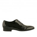 Scarpa elegante oxford da uomo con lacci in vernice liscia nera - Misure disponibili: 37, 48, 49