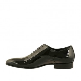 Zapato oxford elegante con cordones para hombre en charol liso negro - Tallas disponibles:  37, 48, 49 2