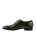 Elegante zapato oxford de forma afilada para hombre con cordones en piel lisa negra - Tallas disponibles:  49, 50