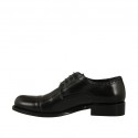 Chaussure derby pour hommes à lacets avec bout droit fleuri en cuir noir - Pointures disponibles:  38