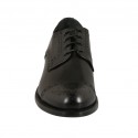 Zapato derby para hombre con cordones y puntera floral en piel de color negro - Tallas disponibles:  38