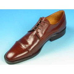 Men's laced derby shoe with captoe in brown leather - Available sizes:  50, 52, 53, 54 2