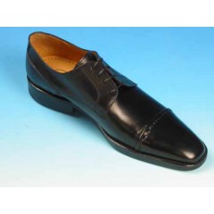 Men's laced derby shoe with captoe in black leather - Available sizes:  52 2