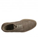 Chaussure derby sportif à lacets avec bout Brogue pour hommes en daim et daim imprimé taupe  - Pointures disponibles:  46