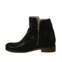 Stivaletto da donna con cerniera e fibbia in pelle e pelle forata nera tacco 2 - Misure disponibili: 33