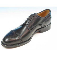 Zapato derby con cordones y puntera floral para hombre en piel negra - Tallas disponibles:  53, 54 2