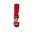 Sandale pour femmes avec plateforme en tissu elastique rouge talon 11 - Pointures disponibles:  34, 42