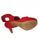 Sandale pour femmes avec plateforme en tissu elastique rouge talon 11 - Pointures disponibles:  34, 42