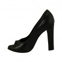 Woman's open toe pump with platform in black leather heel 11 - Available sizes:  31