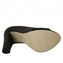Zapato de salon abierto en punta para mujer con plataforma en piel negra tacon 11 - Tallas disponibles:  31