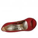 Scarpa da donna aperta in punta con plateau in pelle rossa tacco 11 - Misure disponibili: 31, 33, 34, 42