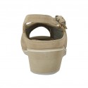Sandale pour femmes avec noeud et semelle interieur amovible en daim beige talon compensé 4 - Pointures disponibles:  43