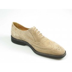 Zapato Oxford con cordones y decoracion Brogue para hombres en gamuza beis arena - Tallas disponibles:  52, 54 2